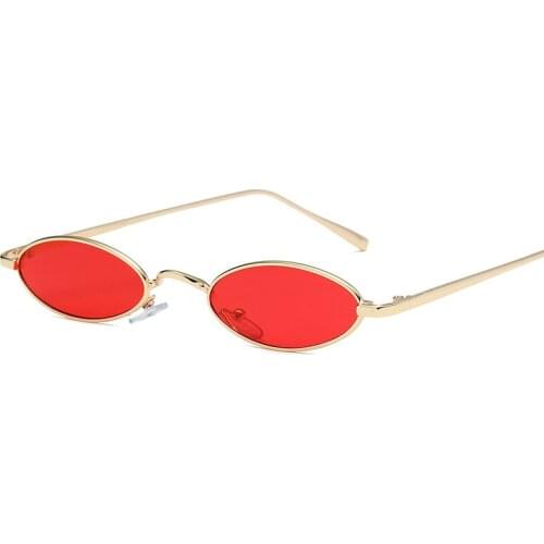 RHAMAI men Small Oval Sunglasses Fashion Metal Frame Men Clear Red Yellow Lens Shades Sun Glasse UV400
