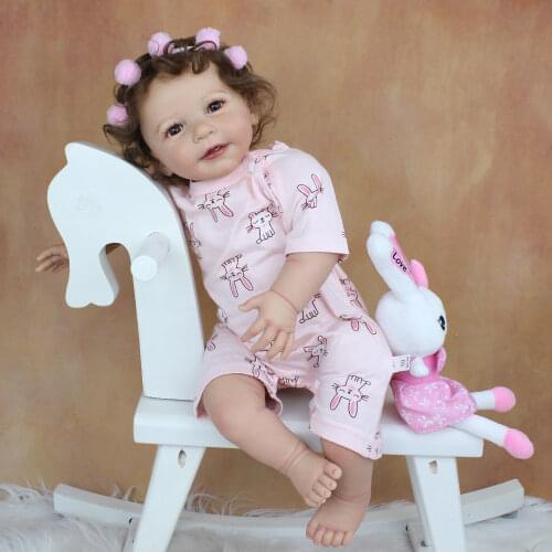 55 CM 3D-Paint Skin Soft Silicone Reborn Baby Doll Toy For Girl Like Real 22 Inch Princess Smiling Lisa Bebe Dress Up Alive Gift