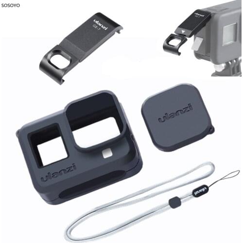 4 in 1 Set Metal Battery Cover Rechargeable Side Cover Silicone Case lens Cap Lanyard For Gopro Hero 8 Action Camera Accessories