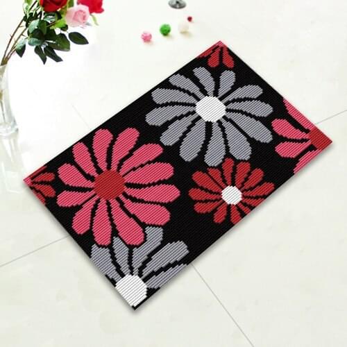 Latch Hook Rug Canvas Flower Carpet Embroidery Flannel Mat Cross Stitch Needlework Foamiran Carpet Embroidery Needles DIY Set