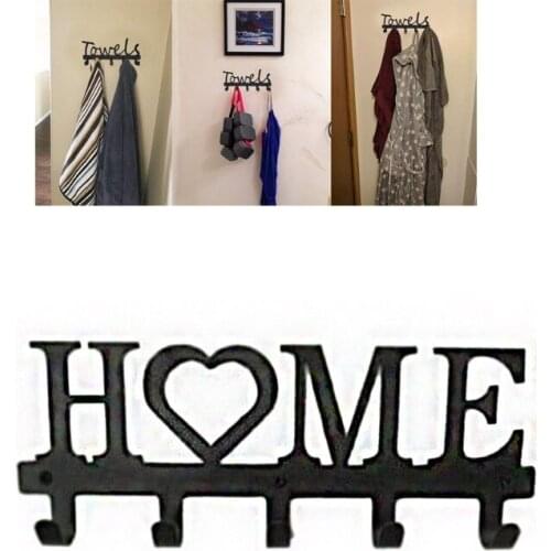 K1KA Bathroom Wall Mounted Towel Holder over the Wall & Door Wrought Iron Coat Hook Home Storage Organizer Rack Modern Style
