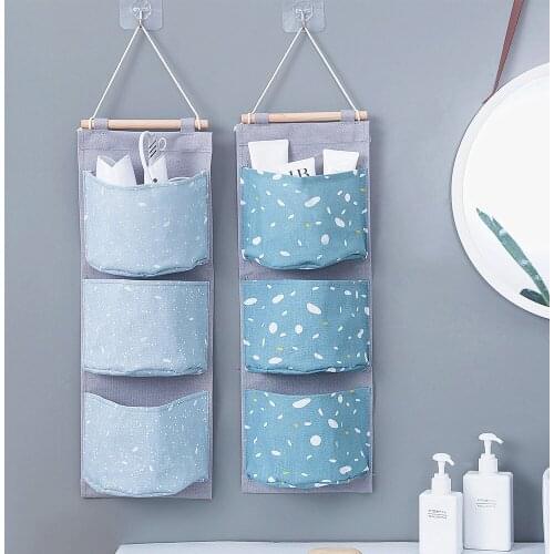 New Snowflake Cotton Linen Storage Bag Dormitory Sundries Toy Storage Hanging Wall Bag Large Capacity Underwear Makeup Organizer
