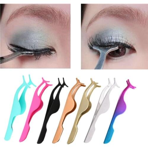 NEWCOME 1PC Stainless Steel Eyelash Tweezer 3D False Eyelash Curler Applicator Remover Clip Clamp Forceps Eyelashes Makeup Tools