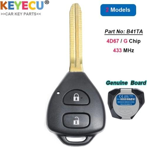 KEYECU Genuine Board for Toyota Fortuner Innova Yaris Hilux New Remote Key Fob 433MHz 4D67 / G Chip B41TA