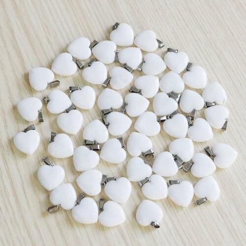 White Jades Pendant Love Heart Stone 20mm Woman Necklace Wholesale Free Shipping Charms For Jewelry Making