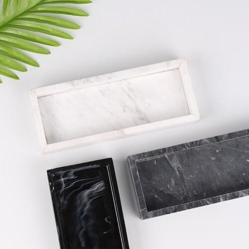 Simple Marbled Rectangle Home Restaurant Hotel Hand Sanitizer Bottle Storage Tray Resin Jewelry Display Plate Cosmetic Organizer