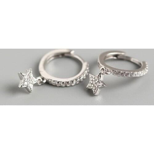 Minar Wonderful Full Shinning Rhinestone Small Star Dangle Earring for Women Brass Circle Earrings Accessories Birthday Gifts