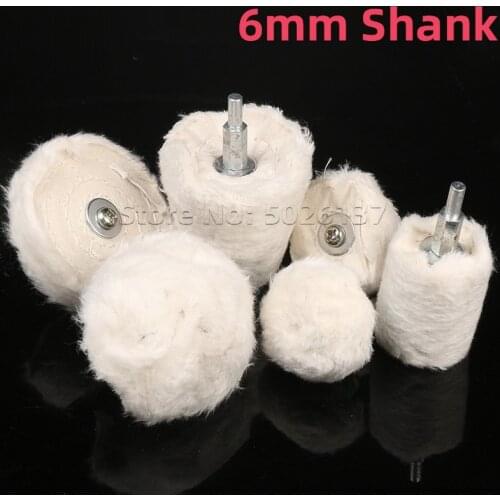 1Pcs 6MM Shank Cotton Dome Polishing Buffing Wheel Drill Brush For Abrasive T-shaped White Cloth Mirror Buffer Pad Grinding Tool