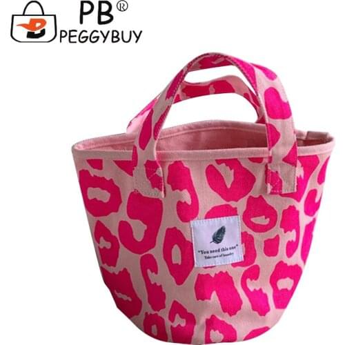 2021 Bag Single-Shoulder Bag Fashion Pink Leopard Print Canvas Shoulder Bag Women Large Capacity Tote Handbag