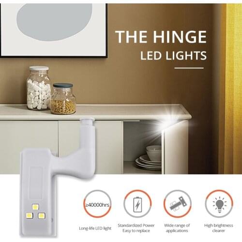 Include Battery LED Cabinet Hinge Night Light Sensor Light For Kitchen Living Room Bedroom Wardrobe Closet Cupboard Door Lamp