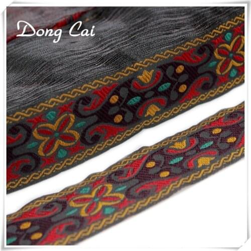 5/10yards 4CM National embroidered webbing Guitar ukulele shoulder strap, hand-stitched decorative computer jacquard ribbon