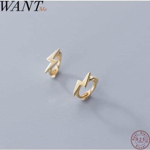 WANTME New Arrival Mini Small Lightning Minimalism Genuine 100% 925 Sterling Silver Stud Earrings for Fashion Women Student Gift