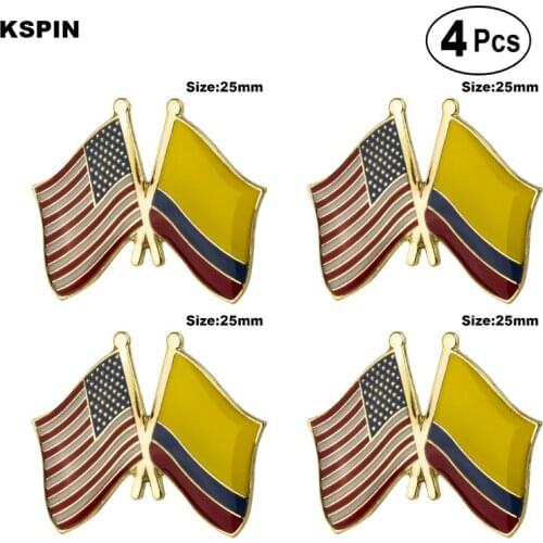 U.S.A.& Colombia Friendship Flag Pin Lapel Pin Badge Brooch Icons 4pcs