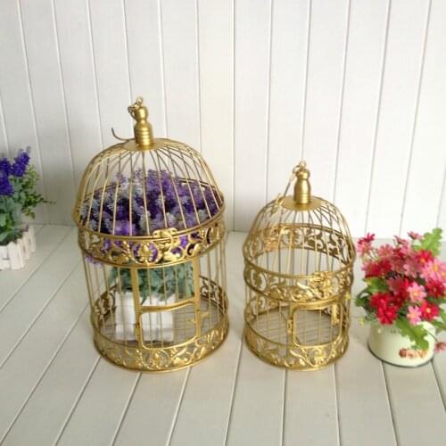 1PCS Golden decorative bird cage iron hotel living room large metal bird cage wedding window props decoration