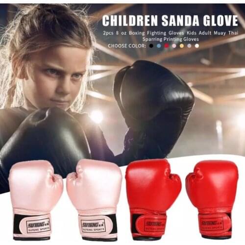 1 Pair Children Boxing Gloves Kids Training Fighting Gloves Muay Thai Sparring Punching Kickboxing Breathable PU Flame Gloves