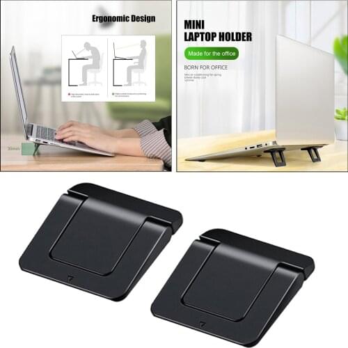 1 Pair Portable Laptop Bracket Holder Folding Desktop Notebook Stand Support Riser Black