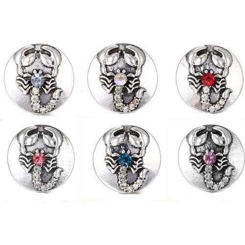 10Pcs/lot Snap Jewelry Buttons Scorpion Rhinestone 18mm Snap Buttons Fit 18mm Snap Bracelets Women button jewelry