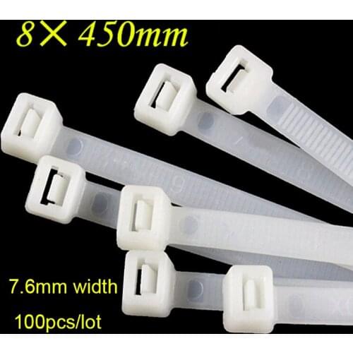 100pcs/pack 8*450mm Nylon Cable Ties Self-locking Nylon Cable Ties White Black Computer Line Bundles For Wires Tidy