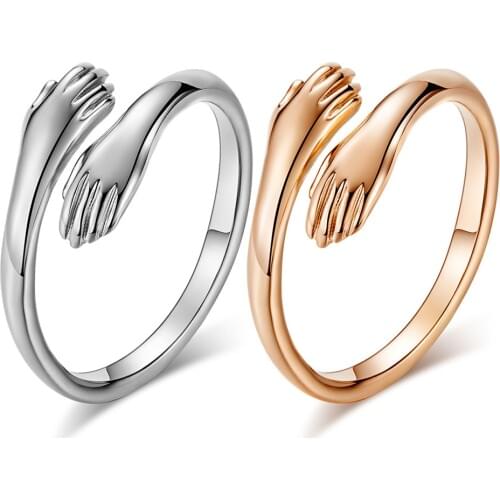2pcs 925 Sterling Silver European American Jewelry Love Hug Ring Retro Fashion Tide Flow Open Ring Give Me A Huggie Ring Jewelry