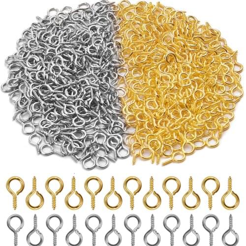 200pcs Small Tiny Mini Eye Pins Eyepins Hooks Eyelets Screw Threaded Gold Silver Clasps Hooks Jewelry Findings For Making DIY