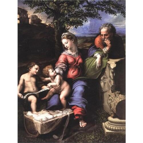 5D DIY Full Round Diamond Painting Raphael "The Holy Family By The Oak Tree" Cross Stitch 3D Embroidery Home Decor Gift Y577