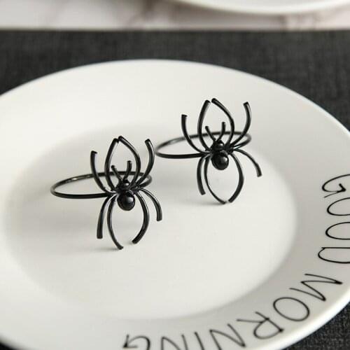 8PCS/Metal black spider napkin ring Halloween napkin ring Western table decoration refers to the family cocktail party
