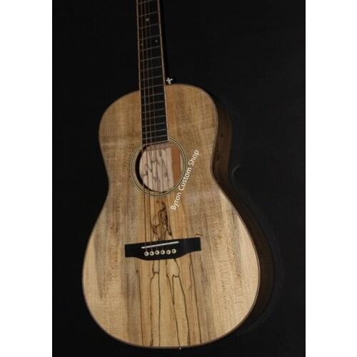 Free shipping all solid Europe spalted maple wood OOO guitar AAA maple electric acoustic guitar