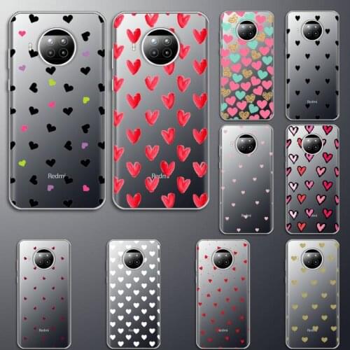 Love pattern aesthetics Phone Case Transparent for Xiaomi Redmi note 10 t 8 9 pro lite 11