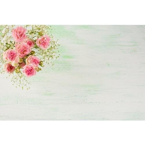 Wooden Board Pink Flowers Photographic Background Custom Backdrop Photo Studio for Children Baby Pets Toy Portrait Photophone