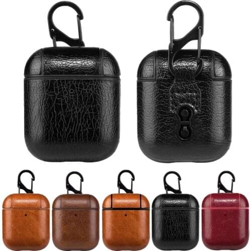 PU Leather Case For Airpods 2nd 2 1 Luxury Protective Cover With Anti-lost Buckle Case For Air Pods 2 1 Headphone Earpods Fundas