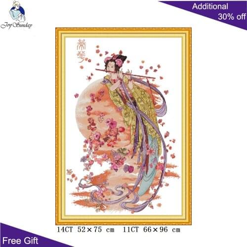 Joy Sunday Chinese Ancient Fairy RA295 14CT 11CT Counted and Stamped Home Decor Glory Beauty Embroidery DIY Cross Stitch kits