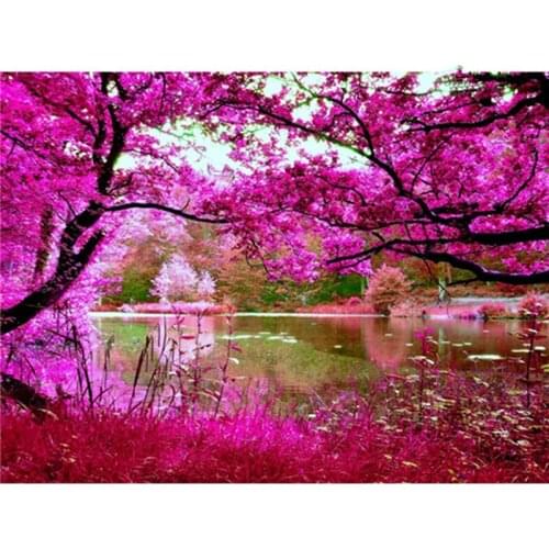Needlework painting cross stitch flower diy diamond painting kits crystal full square diamond Sakura scenery free shipping