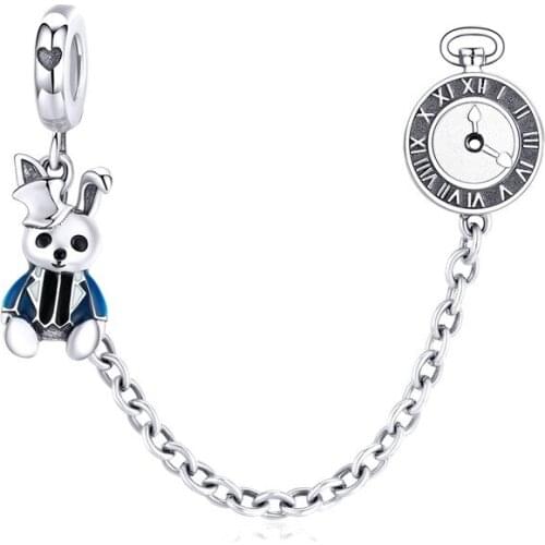 DISINIYA Magic Forest Adventure Collection Magical Rabbit and Clock Long Charm Fit Original Bracelet Not Safety Chain ZSCC531443