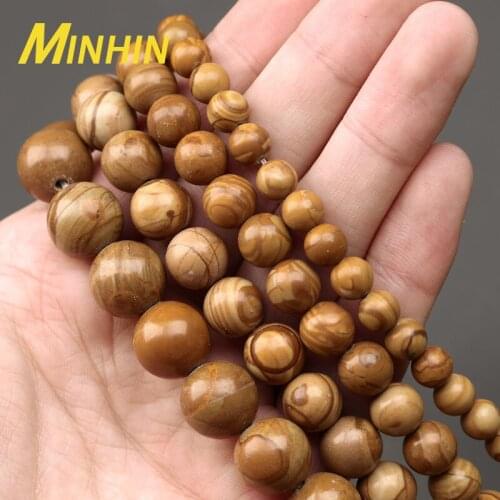 Natural Natural Yellow Wood Grain Round Loose Beads Strand 6/8/10/12MM Pick Size For Jewelry DIY Making Necklace Bracelet
