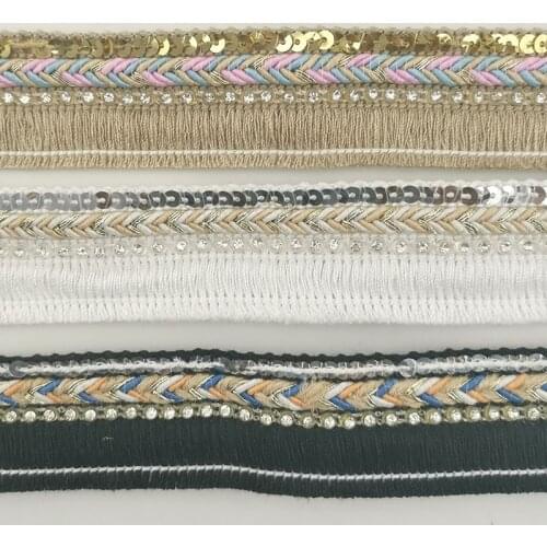 1 Yard/Pack) 30mm Width Weave Trim Lace Fabric Webbing Sequins Decoration Wrapping Gift Ribbons Crafts Handmade DIY