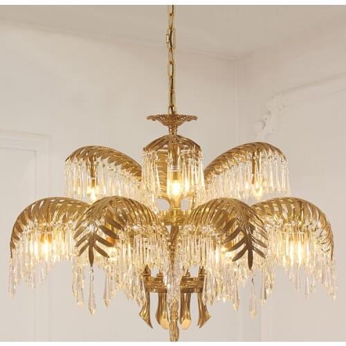 All copper chandelier European crystal luxury atmosphere villa living room dining room bedroom creative chandelier