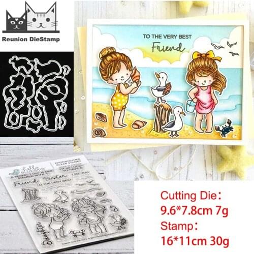 Reunion Beach Girl Metal Cutting Dies Stencils Cear Stamp for DIY Scrapbooking Photo Album Decorative Embossing DIY Paper Card
