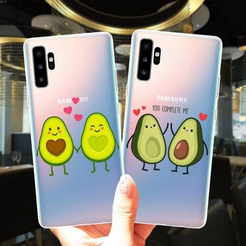 Cute Cartoon Avocado Love Soft TPU Silicone Phone Case Cover For Samsung NOTE 20 Ultra 5G 10 Pro Lite 9 8 J3 J5 J7 J4 J6 Plus