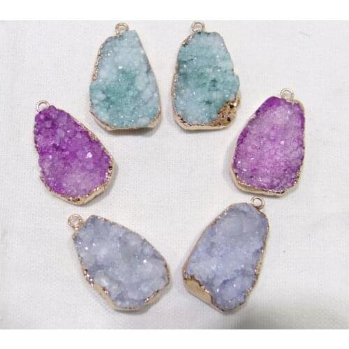 FashionTitanium Crystal Druzy Quartz Quartz Geode stone Irregular shape pendant crystal for diy jewelry making necklace 6pcs