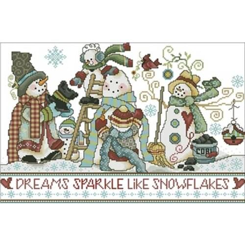 Christmas Snowmans Dream 2 counted 11CT 14CT 18CT Cross Stitch Set DIY Counted Cross-stitch Kit Embroidery Needlework Home Deco