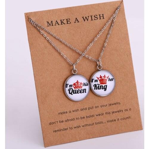 A SET- Love Crown Her King His Queen Necklaces Best Friends Women Girls Jewelry Party Friendship Christmas Gift Drop Shipping
