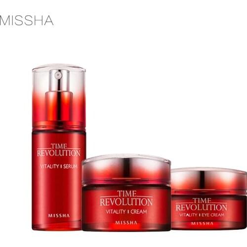 MISSHA Time Revolution Vitality Set ( Face Cream 50g + Eye Cream 25g + Facial Serum 40g ) Korea Skin Care Anti-Aging Moisturizer
