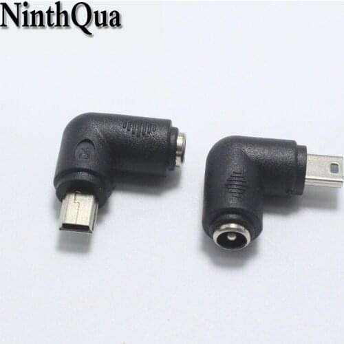 NinthQua 1pcs 5.5 x 2.1 mm Female to Mini USB Male 5 Pin DC Power Plug 90 Degrees Connector Adapter for V8 Android