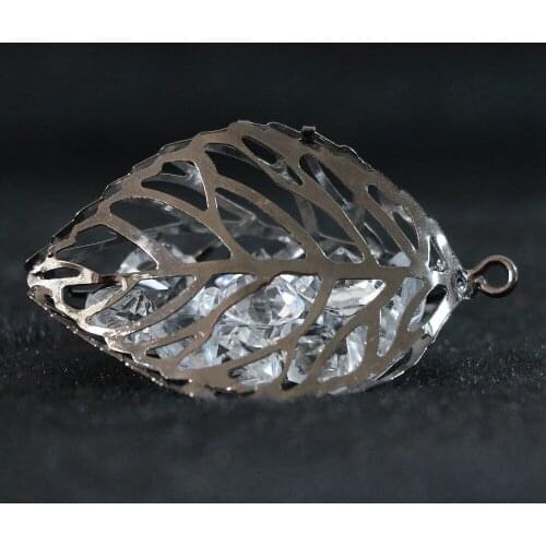 New!! crystal pendants black arc leaf cage 23x52mm diy jewelry for women fashion accessories 2/pcs B889