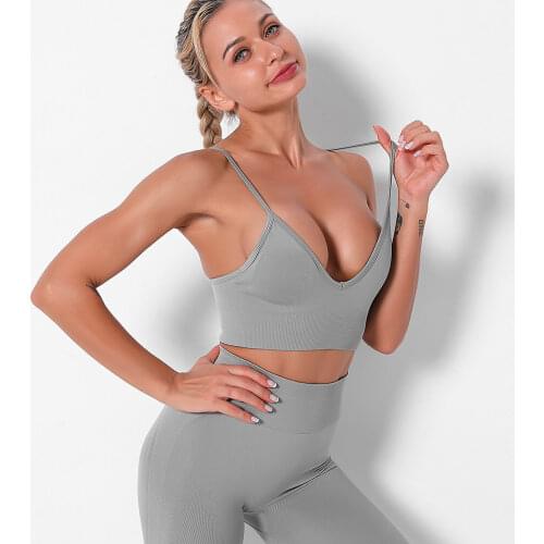 New seamless knitted sexy beautiful back French triangle inner bra tight-fitting sports fitness vest