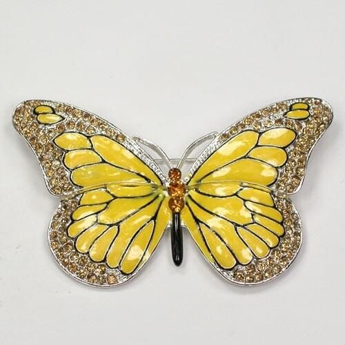 Clear Rhinestone Enamel Butterfly Pin brooches C478 G1
