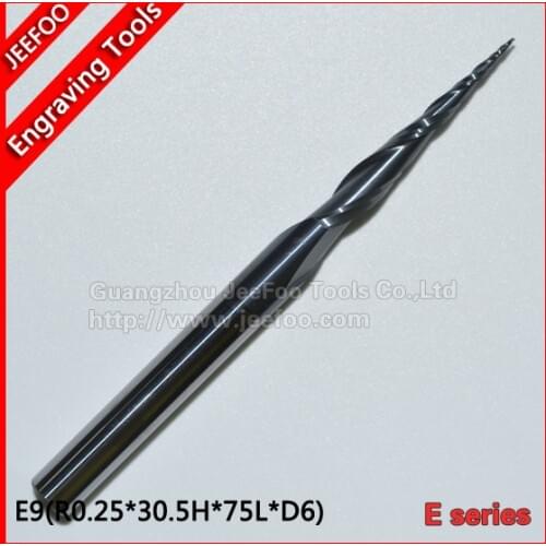 R0.25*30.5H*D6*75L*2F Tapered Ball Nose End Mills / taper and cone endmills E Series