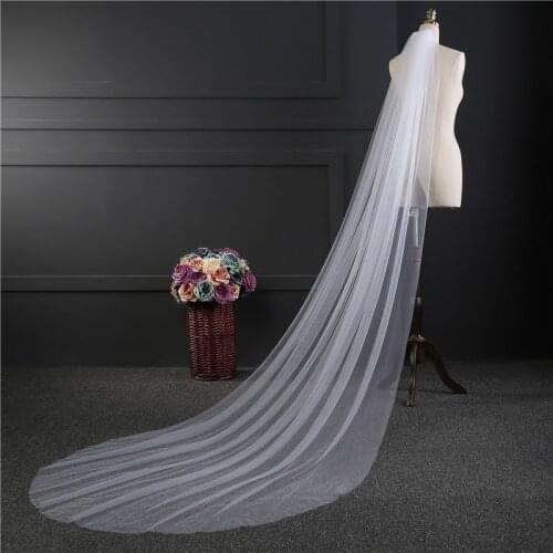 Real Photos 3M or 2M White/Ivory Wedding Veil One-layer long Bridal Veil Head Veil Wedding Accessories Hot Sell