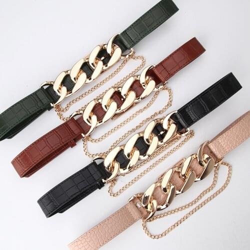 Womens Belt Trendy Punk Exaggerated Big Chain Belt with Clothing Fashion Pants Cinturon Mujer Designer Novelty lady