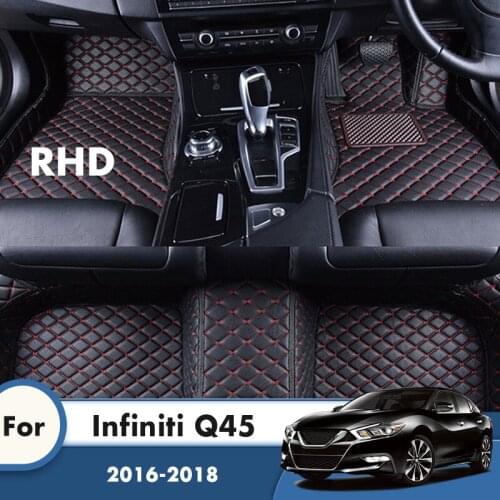 RHD Custom Car Floor Mats For Infiniti Q45 2018 2017 2016 Car Accessories Interior Car Styling Leather Carpets Tapis Covers Rugs